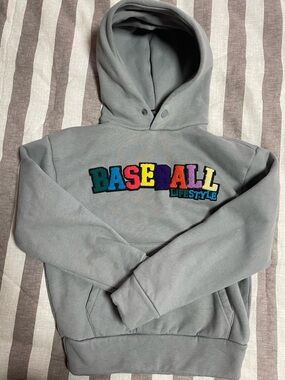 Gray Baseball Lifestyle 101 Pullover Hoodie for Kids